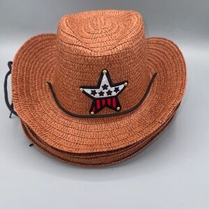 Brand new Kids Straw Cowboy Hat Set- Brown